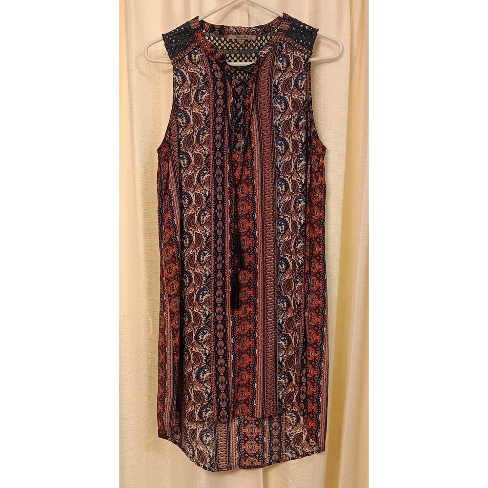 Miss Me Women's Blue/Orange Boho Style Tie Front Dress Size S